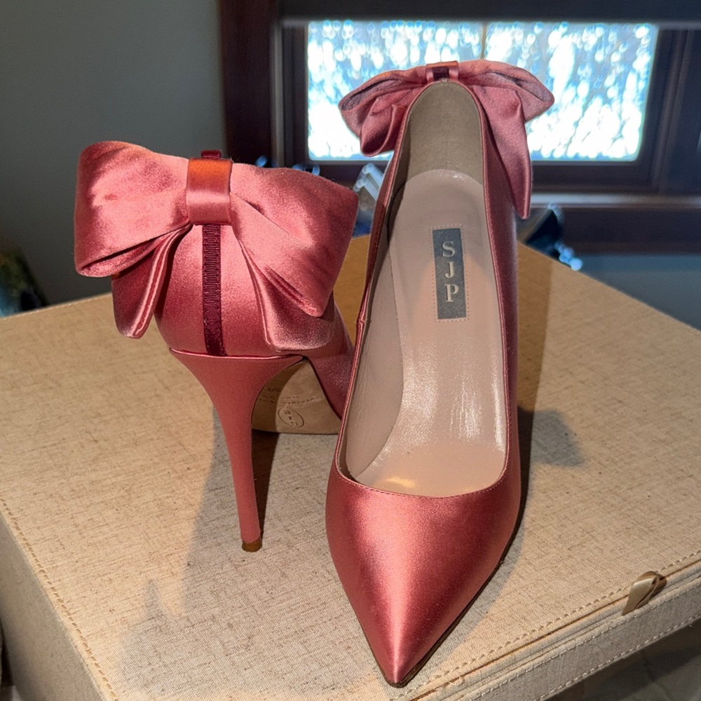 SJP by Sarah Jessica Parker Rose Satin Heels with Bow